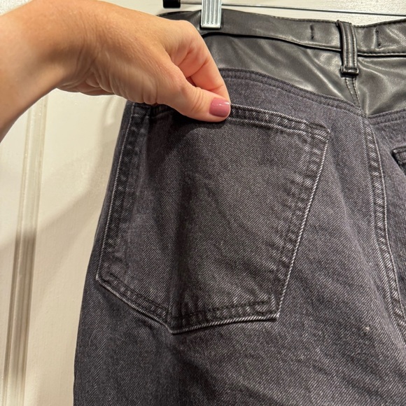 Abercrombie Black Loose High Rise Jean‎ 31 Tall Black Leather Grunge Full Length - Picture 13 of 14